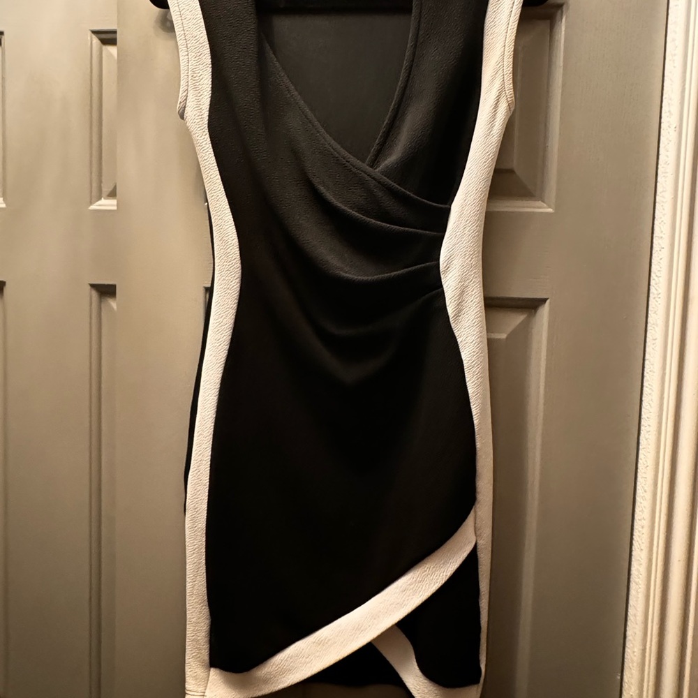 Black & white tulip hem mini dress